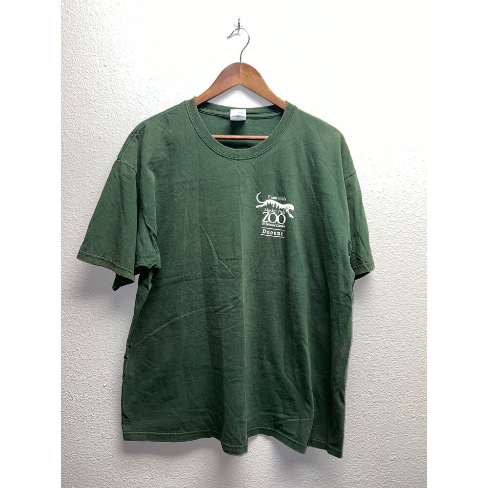 Vintage Mesker Park Zoo Shirt Evansville Botanic Garden Docent Green Tee VTG XL